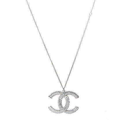 Chanel Crystal CC Necklace Silver 1 of 6