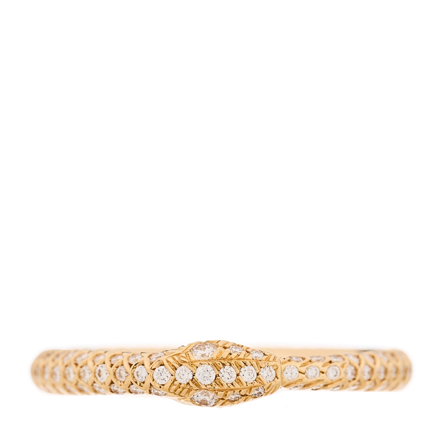 Gucci 18K Yellow Gold Diamond Ouroboros Snake Ring 48 4.5 1 of 6