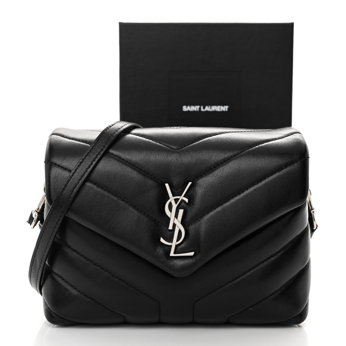 Calfskin Y Quilted Monogram Toy Loulou Crossbody Bag Black