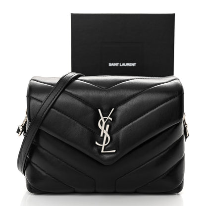 Saint Laurent Calfskin Y Quilted Monogram Toy Loulou Crossbody Bag Black 3 of 14