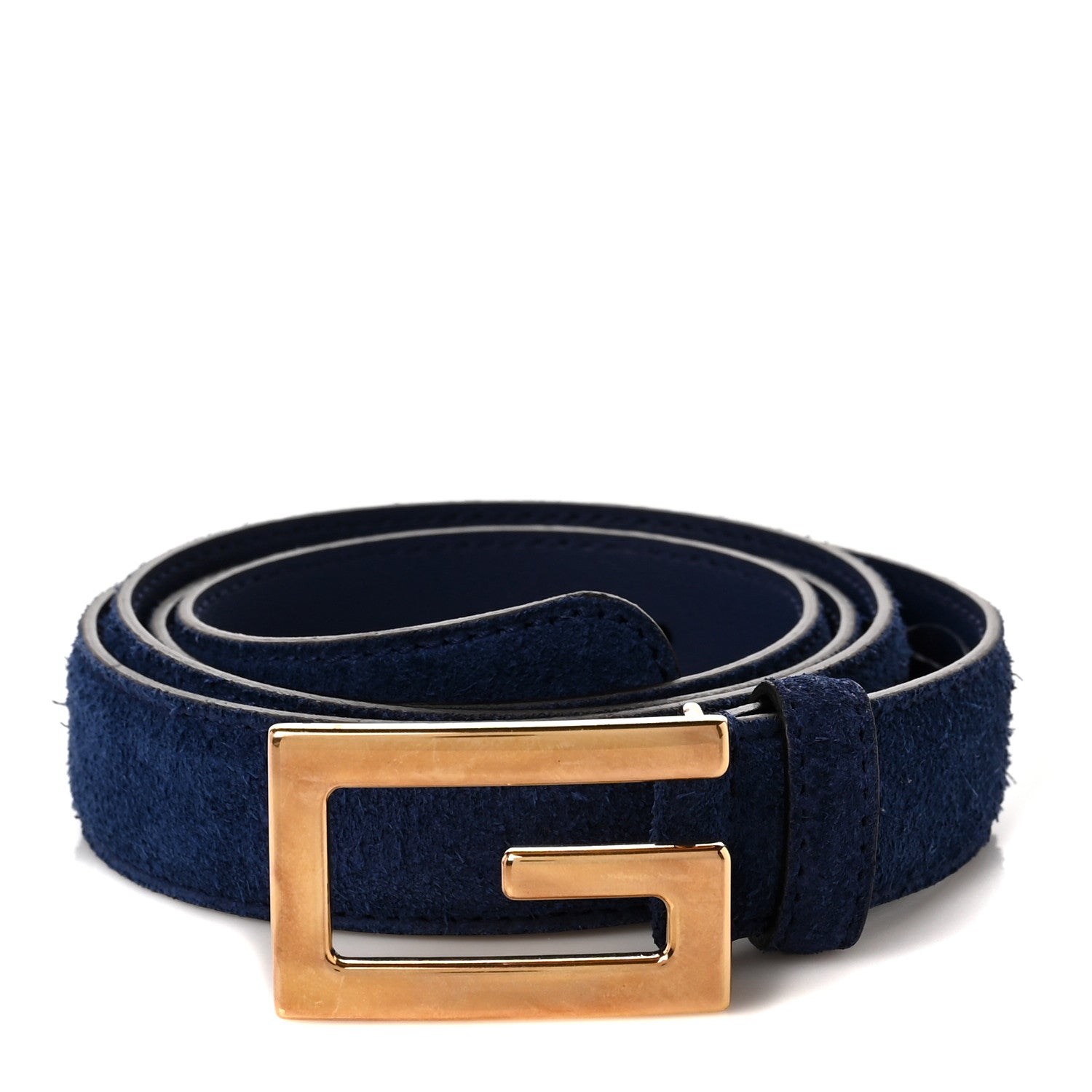 Gucci Suede Icaro G Cube 25mm Belt 95 38 Dark Navy 1 of 4