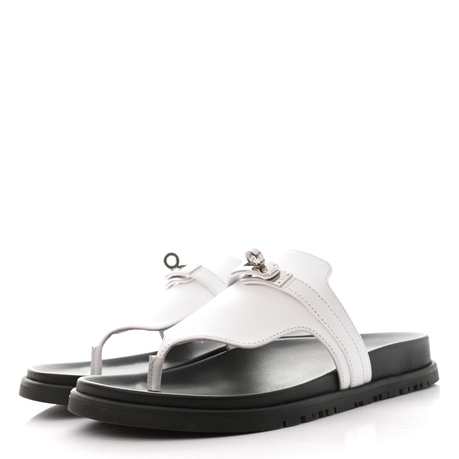 Hermes Calfskin Womens Empire Sandals 37 White 3 of 9