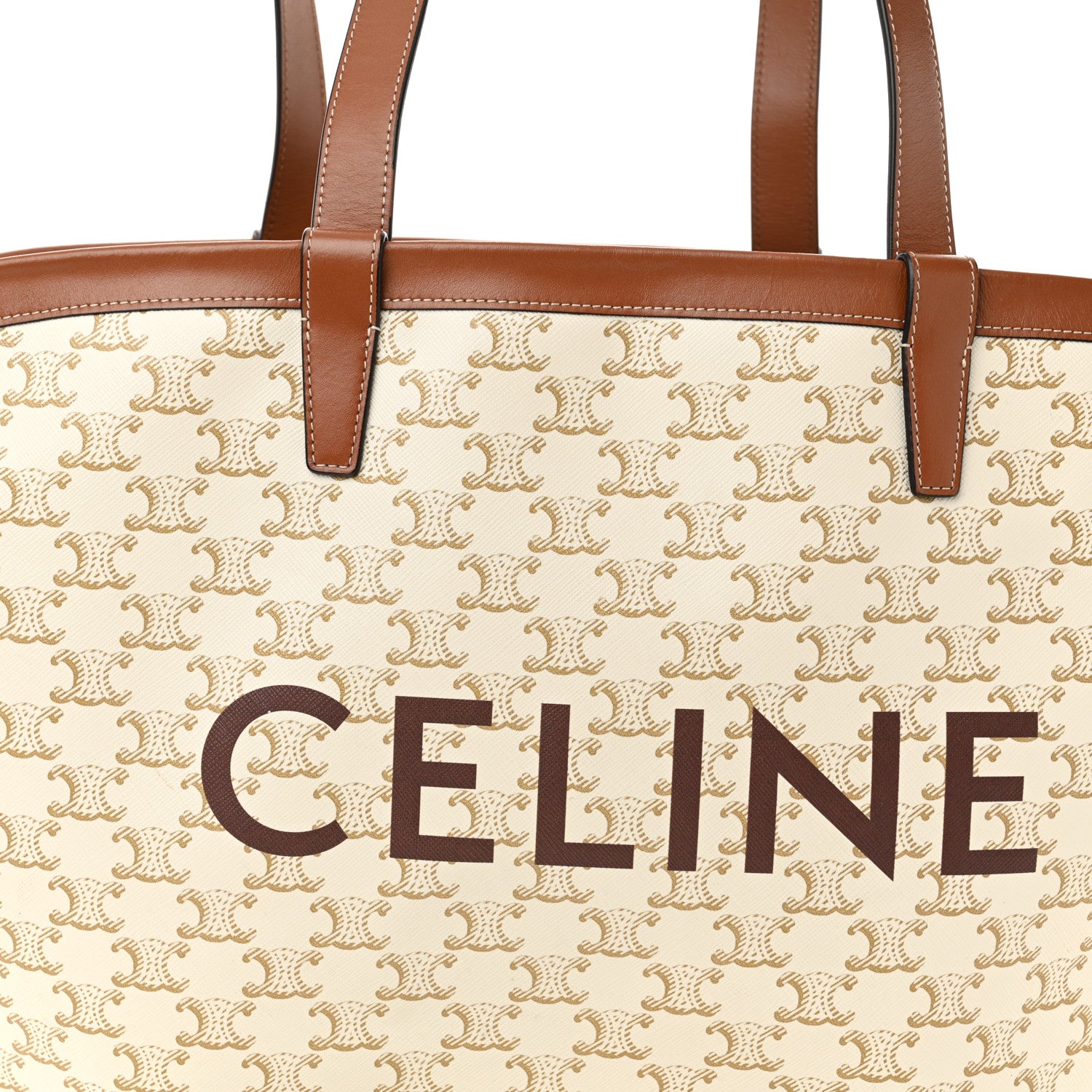 Celine Calfskin Canvas Triomphe Large Couffin White 8 of 10