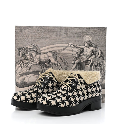 Gucci Optical Tweed Faux Shearling Houndstooth Victor Lace Up Ankle Boots 36 White Black 8 of 8
