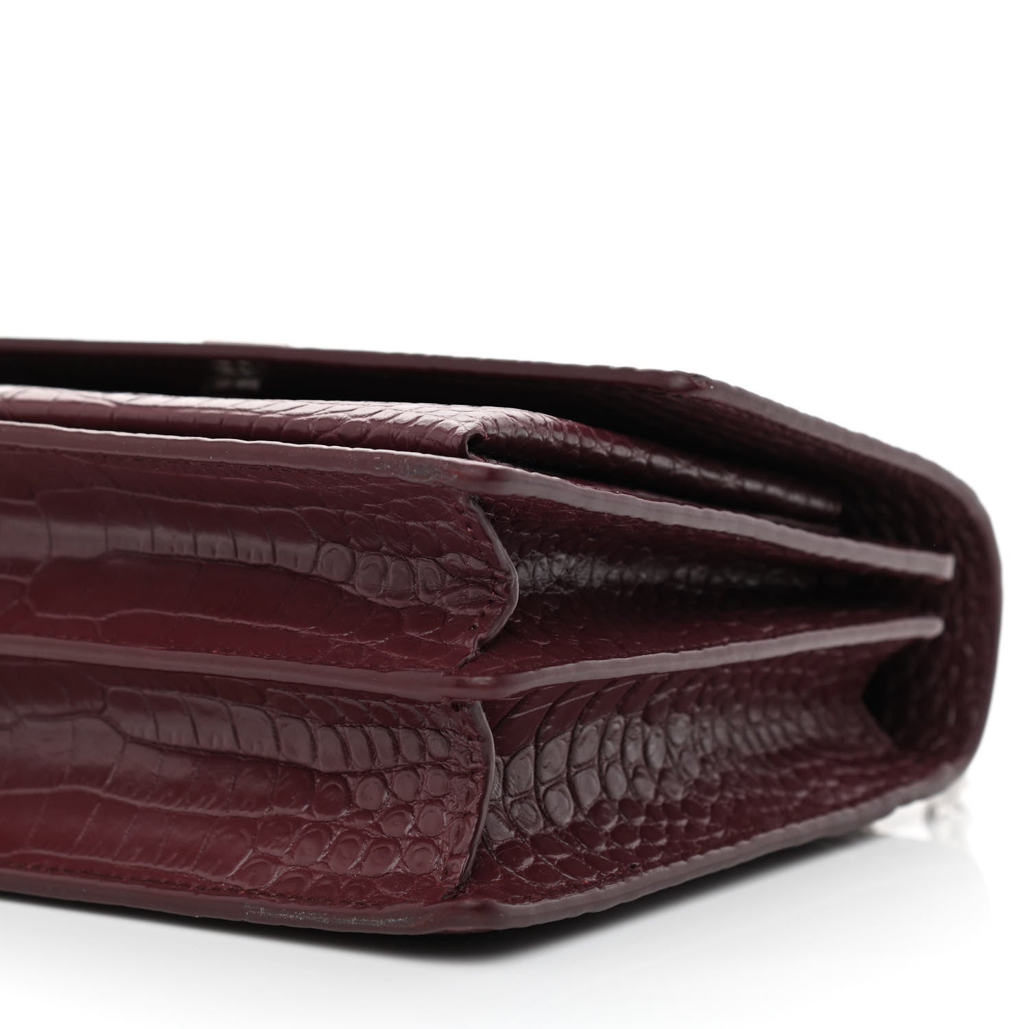 Saint Laurent Calfskin Crocodile Embossed Medium Monogram Sunset Rouge Legion 10 of 10