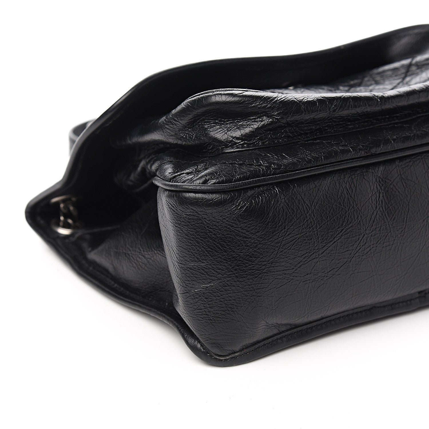 Saint Laurent Crinkled Calfskin Matelasse Monogram Medium Niki Chain Satchel Black 7 of 10