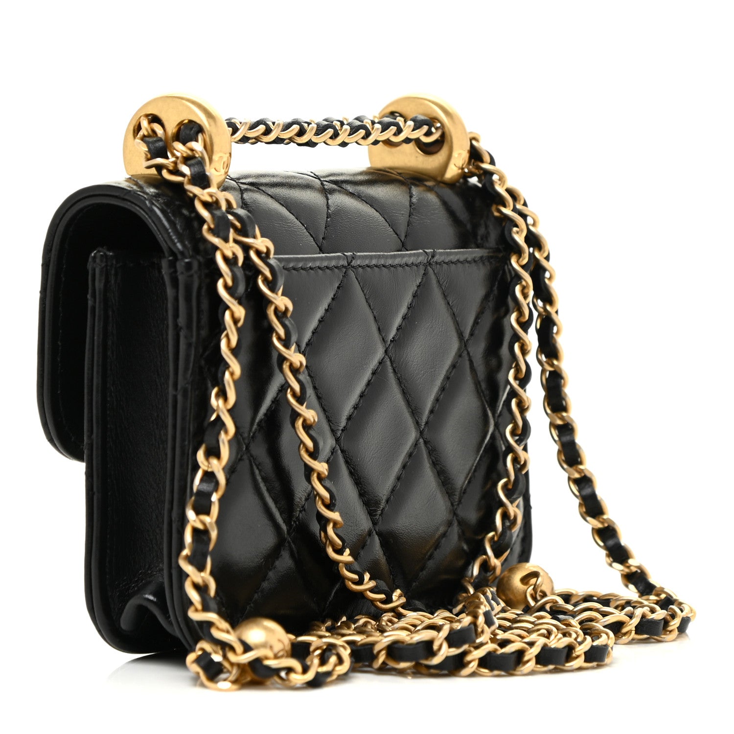 Chanel Calfskin Quilted Perfect Fit Coin Purse With Chain Black 3 of 12