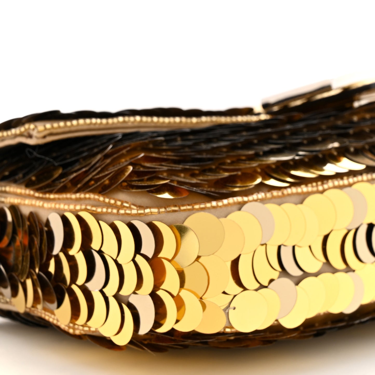 Sequin Paillettes Vitello Laminato Striped Baguette 1997 Oro Sfumato