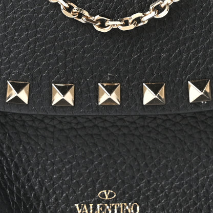 Valentino Garavani Pebbled Calfskin Rockstud Double Pocket Chain Crossbody Black 7 of 9