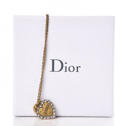 Christian Dior Metal Double Heart J'adior Necklace Aged Gold 7 of 7