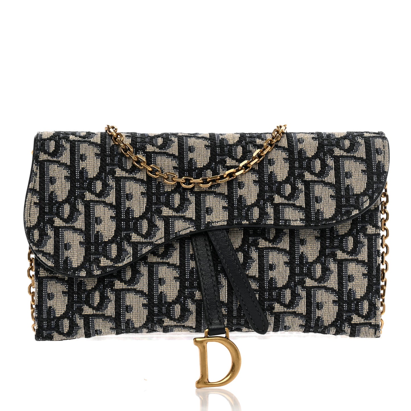 Oblique Saddle Chain Long Wallet Blue