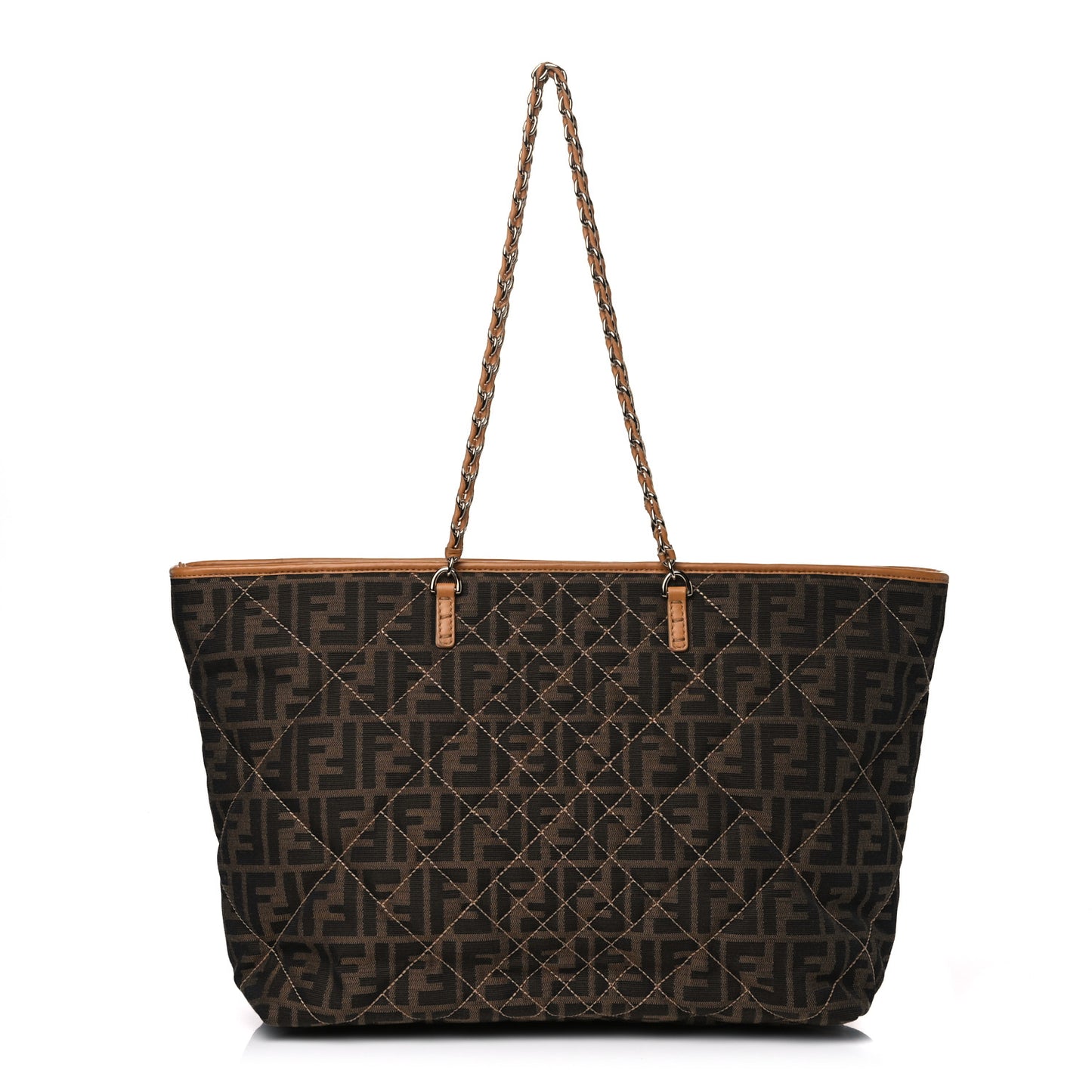 Zucca Quilted Chain Roll Tote Tobacco