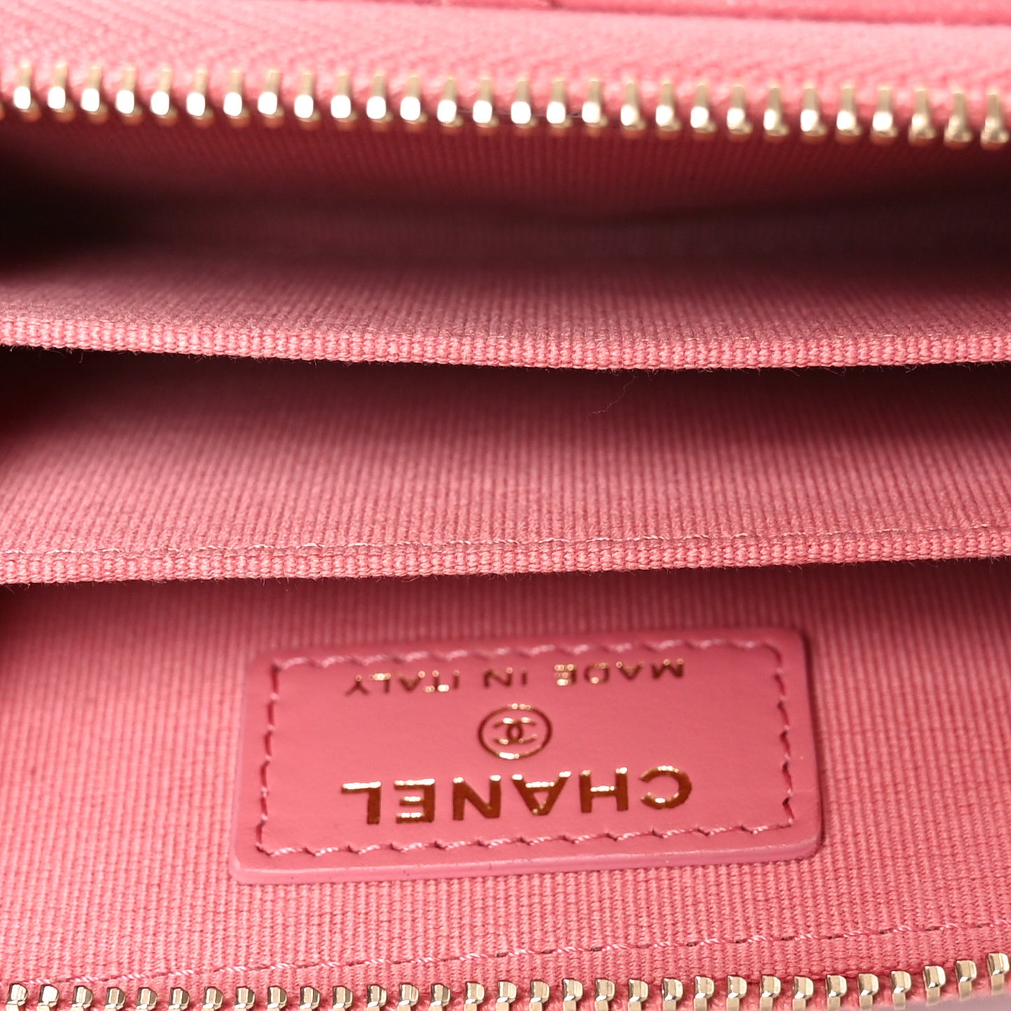 Lambskin Quilted Chanel 19 Zip Around Coin Purse Wallet Light Pink
