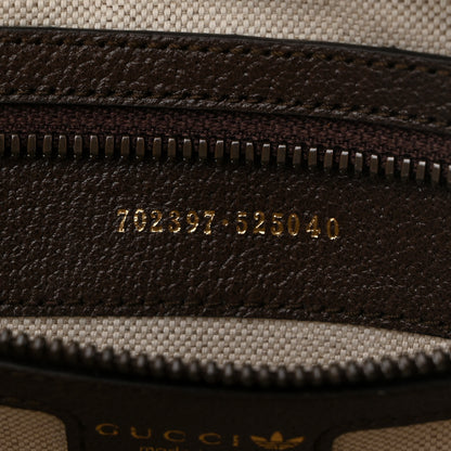 Gucci X ADIDAS Crystal Vintage Monogram Textured Dollar Calfskin Web Trefoil Logo Mini Bowling Bag Mid Natural Nut Off White New Acero 7 of 10