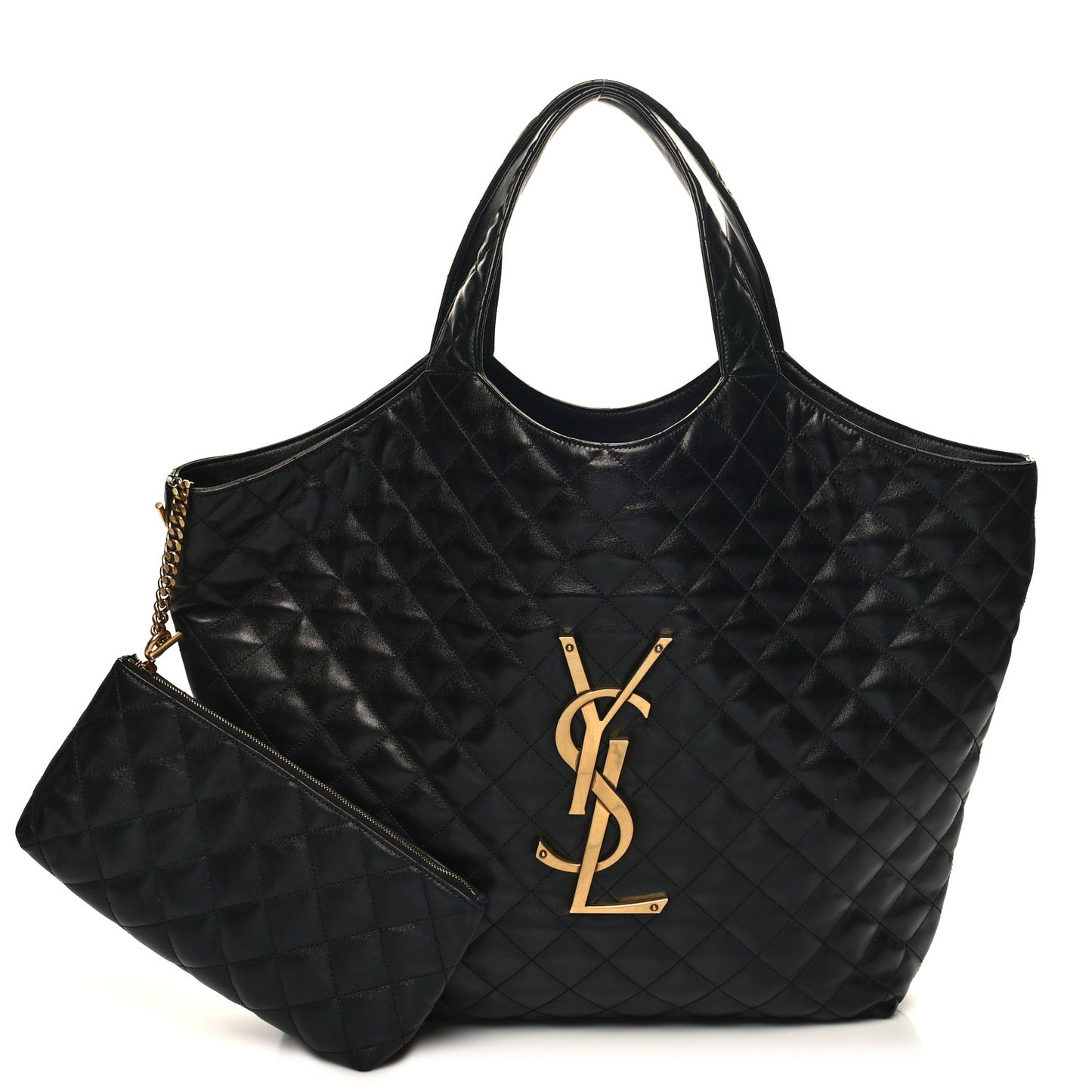 Lambskin Quilted Maxi Icare Shopping Tote Black