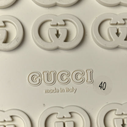 Gucci Cubic Rubber GG Monogram Womens Interlocking G Platform 42mm Slide Sandals 40 Beige Ebony 6 of 7