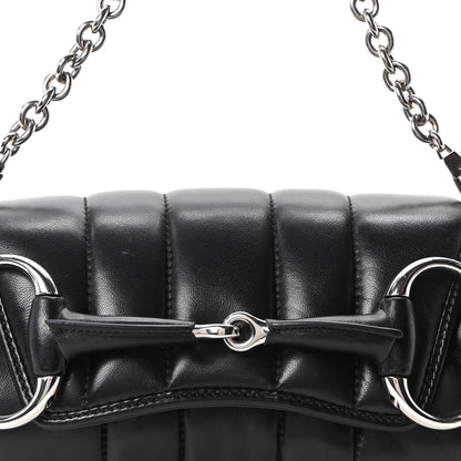 Gucci Nappa Vertical Matelasse Small Maxi Horsebit Chain Shoulder Bag Black 8 of 10