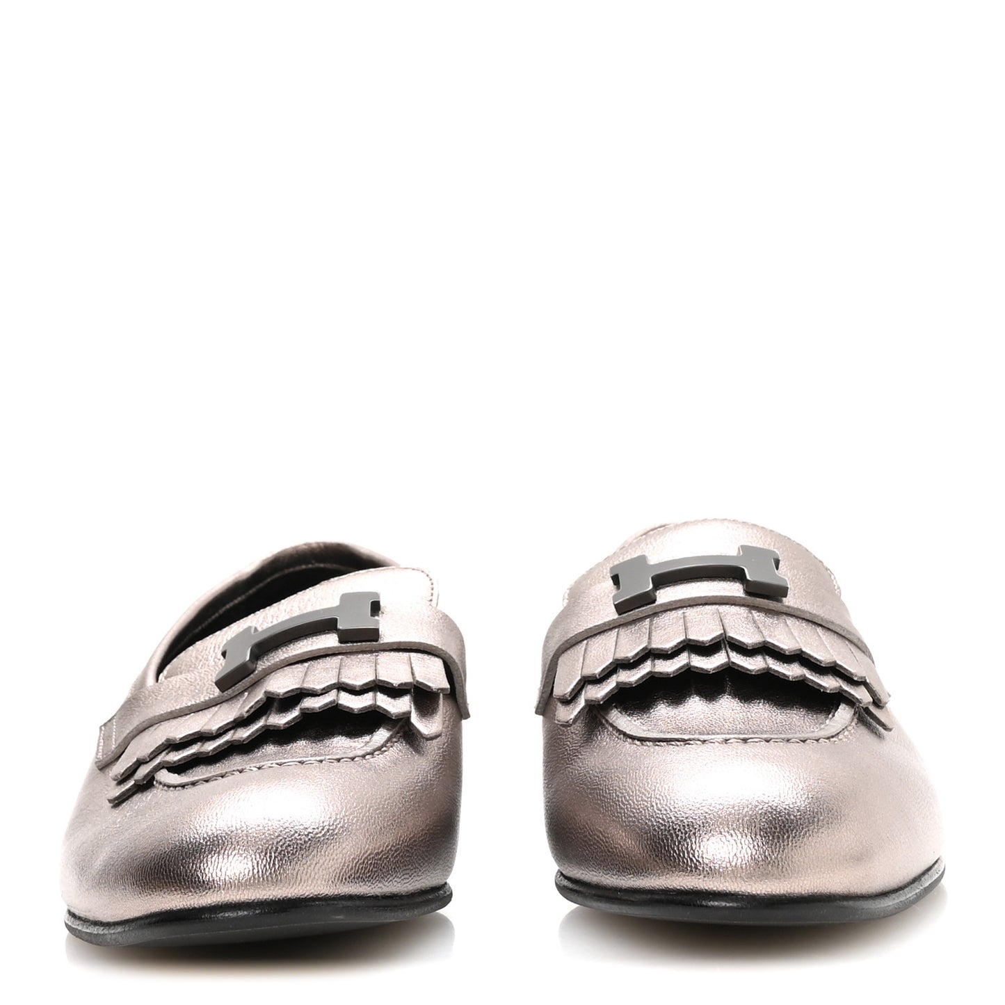 Metallic Goatskin Womens Royal Loafers 37.5 Champagne