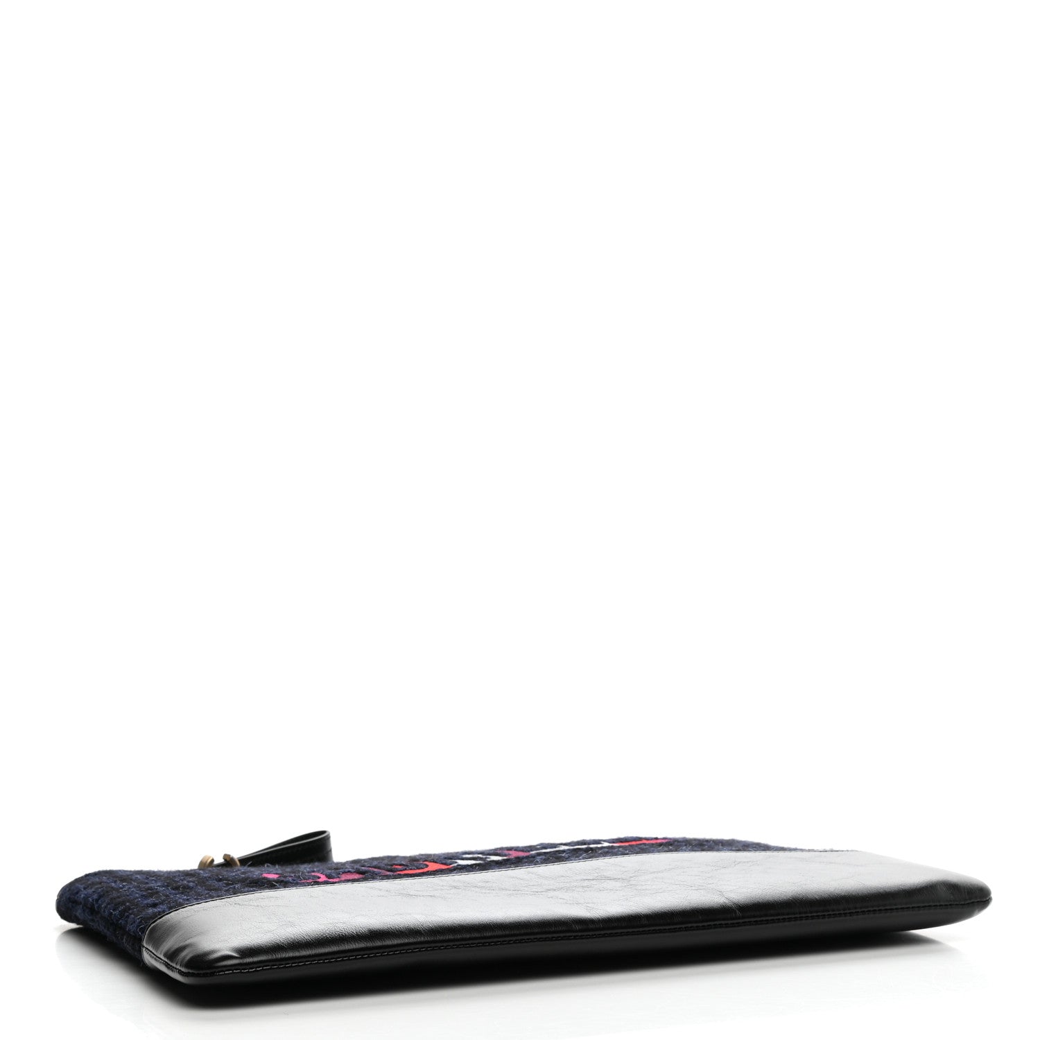Chanel Tweed Calfskin Quilted Gabrielle Pouch Clutch Navy 4 of 7