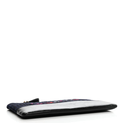 Chanel Tweed Calfskin Quilted Gabrielle Pouch Clutch Navy 4 of 7