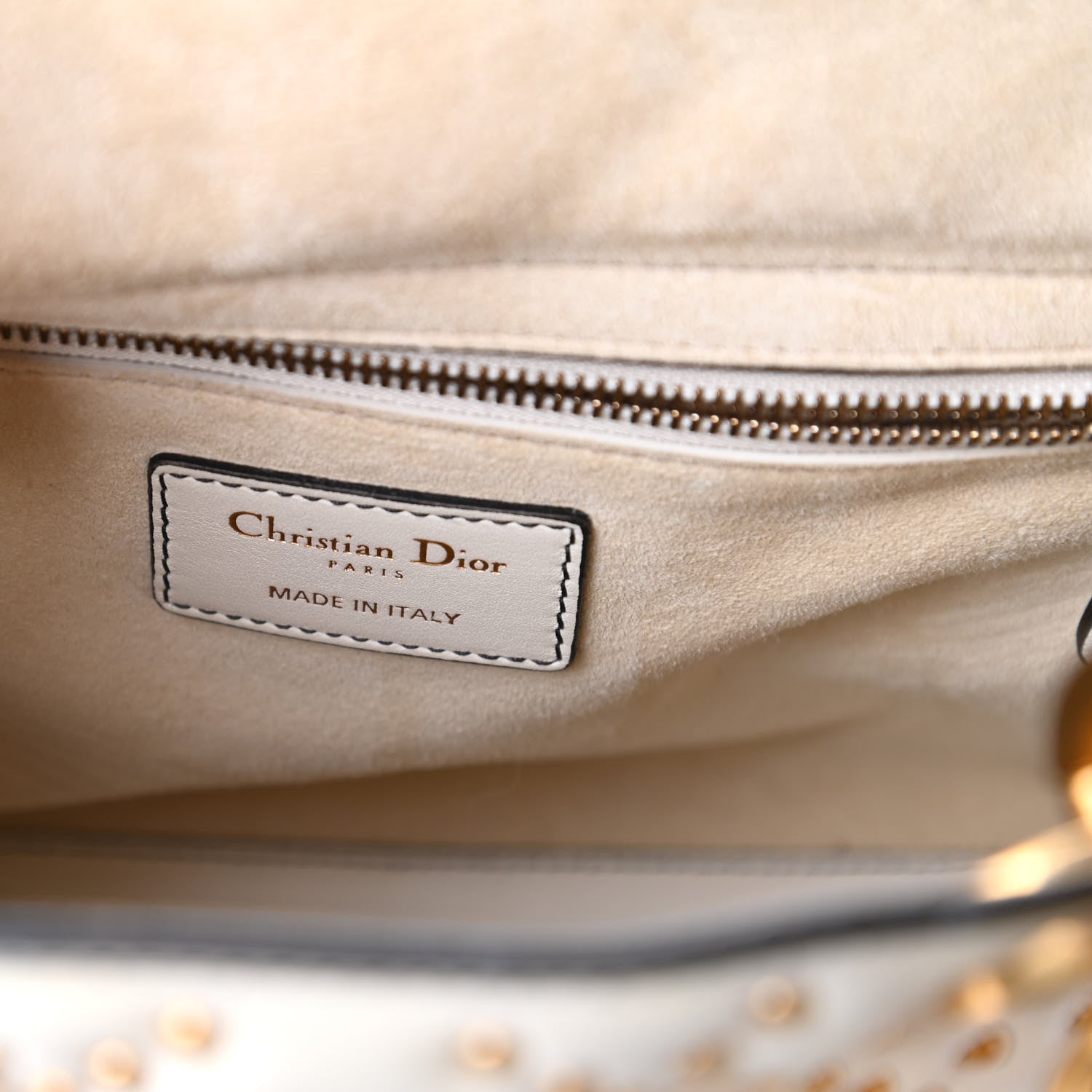 Christian Dior Calfskin Cannage Studded Medium Supple Lady Dior White 8 of 13