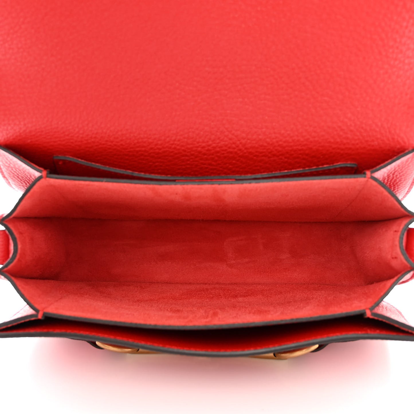 Grained Calfskin Large Bright Bit Flap Bag Red
