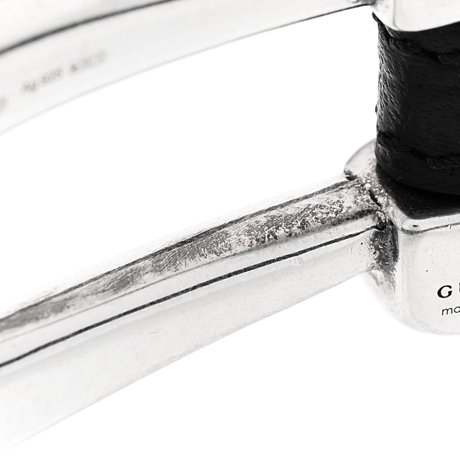 Gucci Sterling Silver Calfskin Horsebit Bracelet 5 of 6