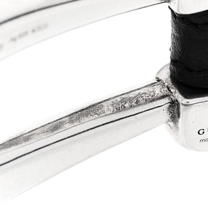Gucci Sterling Silver Calfskin Horsebit Bracelet 5 of 6