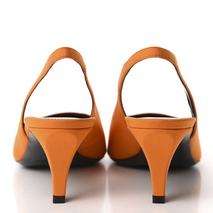 Saint Laurent Satin Kiki Slingback Pumps 38 Orange 5 of 10