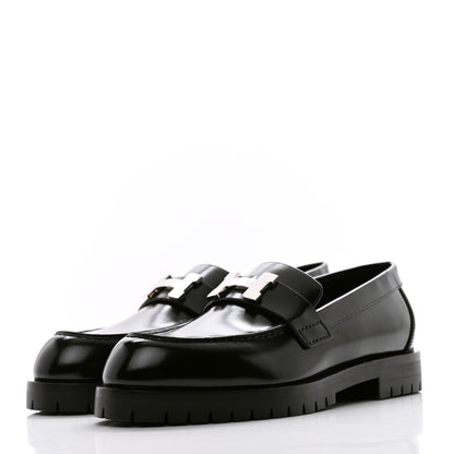 Hermes Glazed Calfskin Womens Faubourg Loafers 35 Black 3 of 9