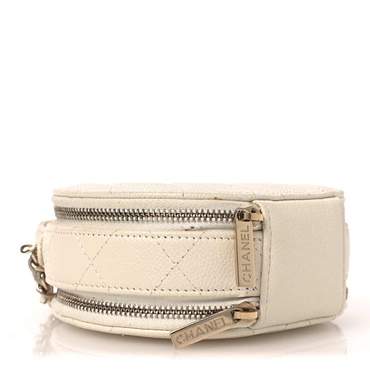 Chanel Caviar Quilted Round Handle With Care Vanity With Chain White 4 of 14