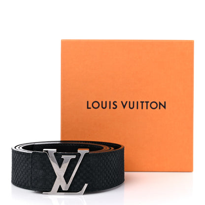 Louis Vuitton Suede Calfskin Mini Damier 40mm LV Initiales Belt 110 44 Carbone 8 of 8