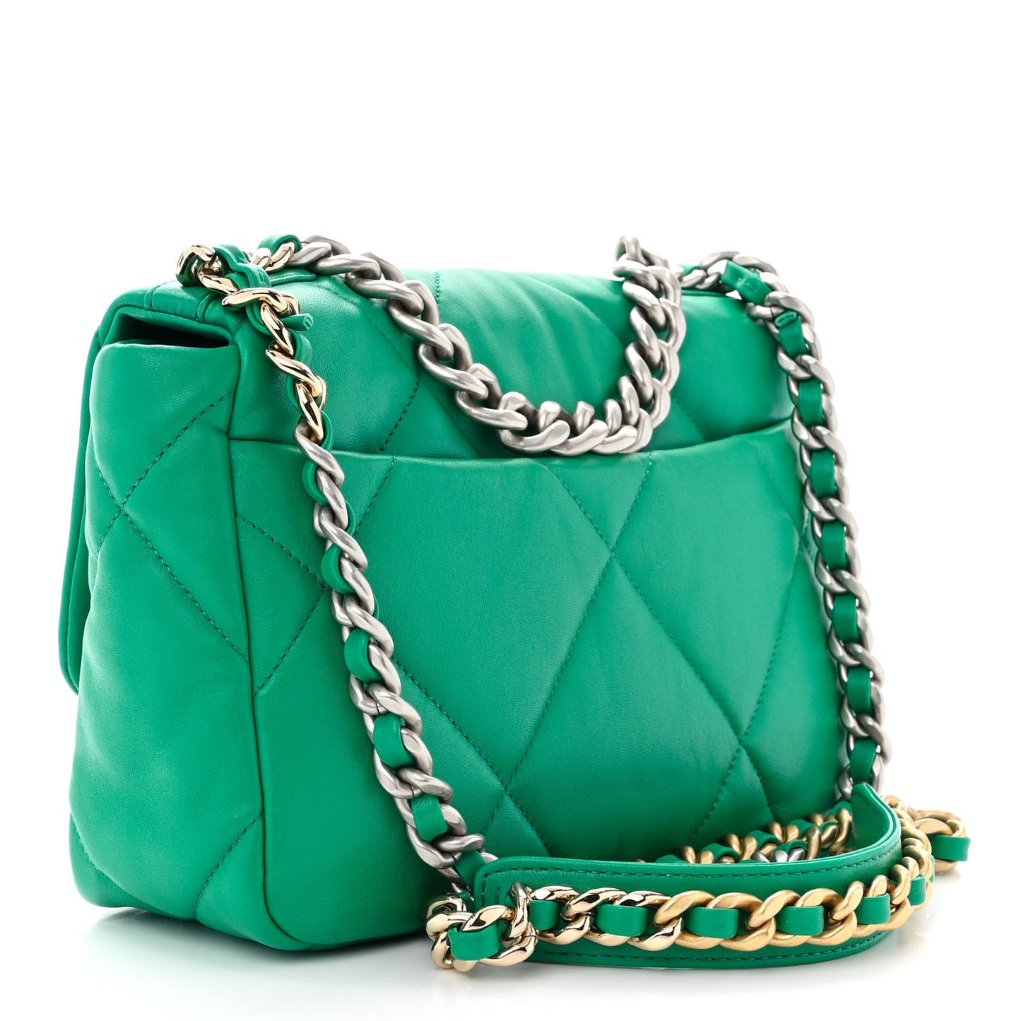 Lambskin Quilted Medium Chanel 19 Flap Green