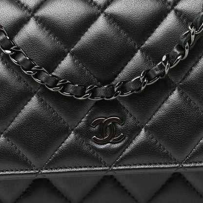 Chanel Lambskin Quilted Wallet On Chain WOC So Black 9 of 11