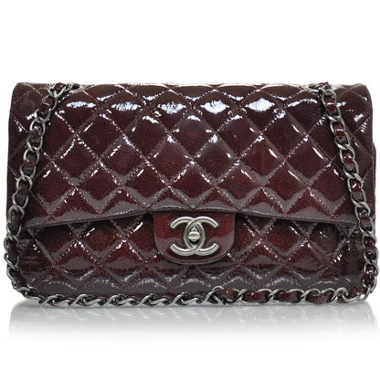 Chanel Patent Quilted Medium Double Flap Bordeaux 1 of 11