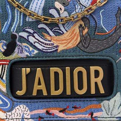 Christian Dior Calfskin Bead Embroidered J'Adior Chain Flap Bag Blue 8 of 8