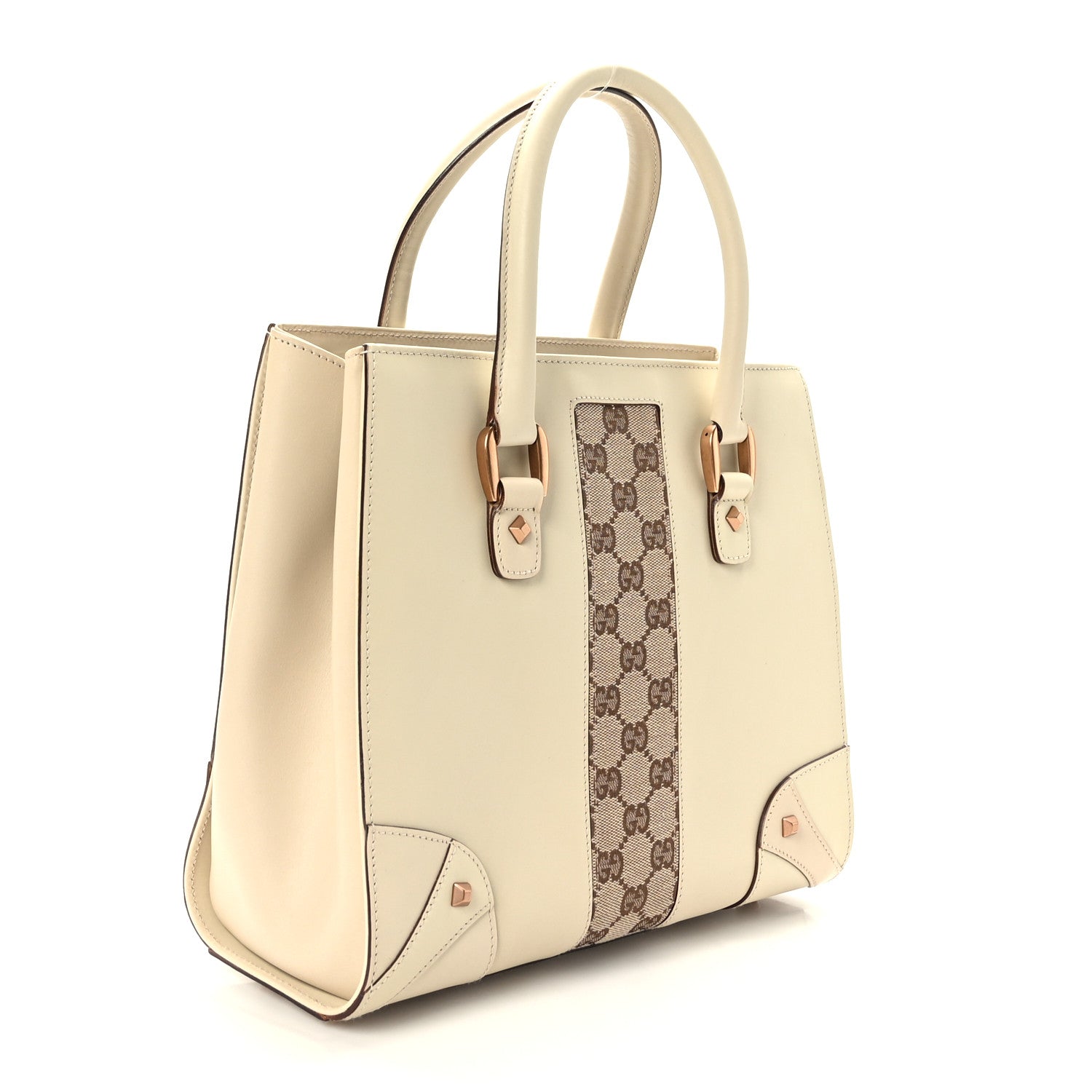 Gucci Calfskin GG Monogram Tote Off White 3 of 9