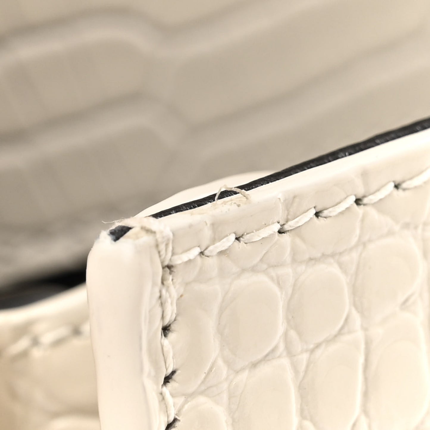 Crocodile Embossed Mini Classic Monogram Cassandra Top Handle Crema Soft