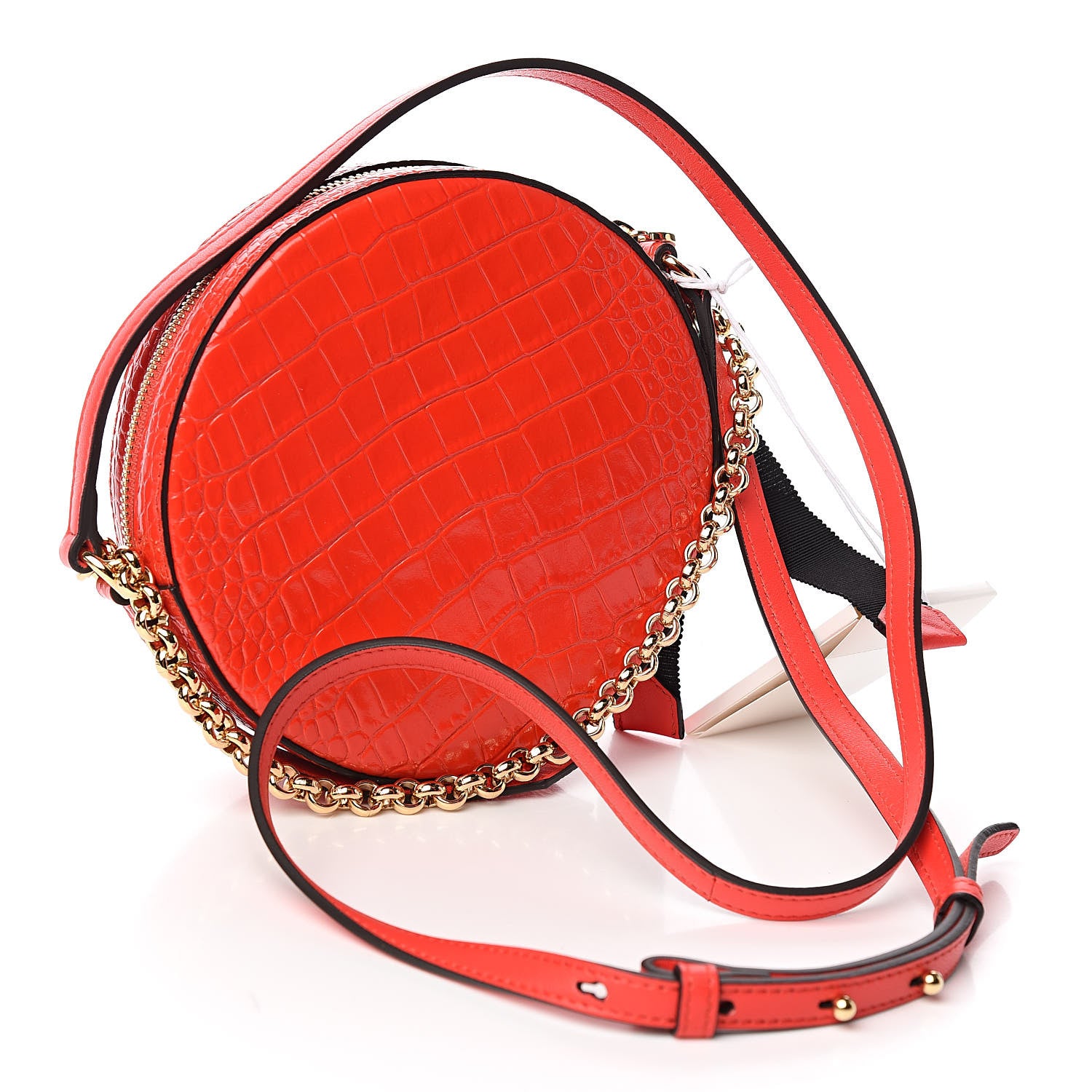 Givenchy Calfskin Crocodile Embossed Eden Round Red 3 of 12