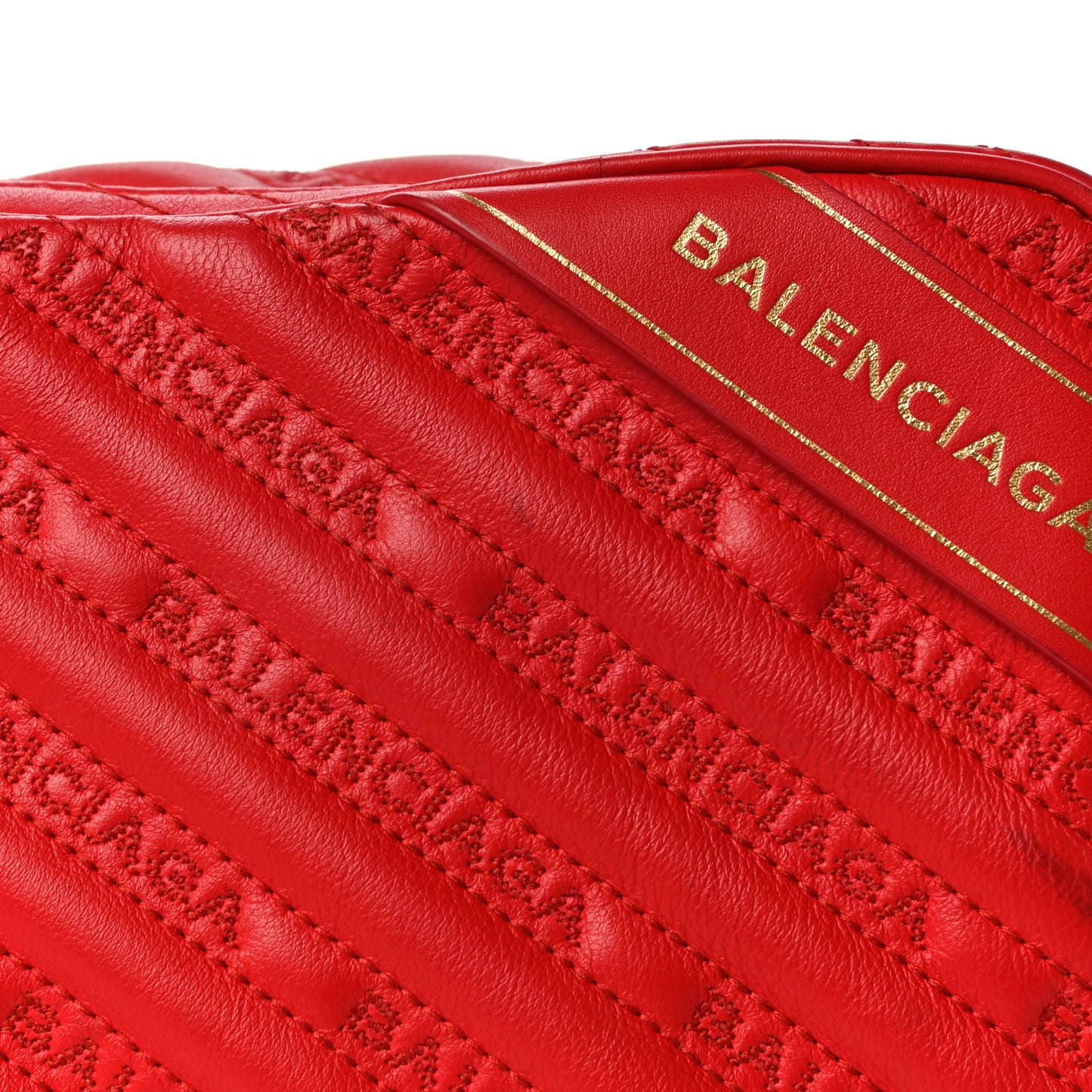 Calfskin Logo Matelasse Chain Strap Blanket Reporter XS Rouge Tango