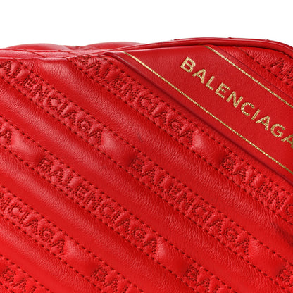 Balenciaga Calfskin Logo Matelasse Chain Strap Blanket Reporter XS Rouge Tango 13 of 19