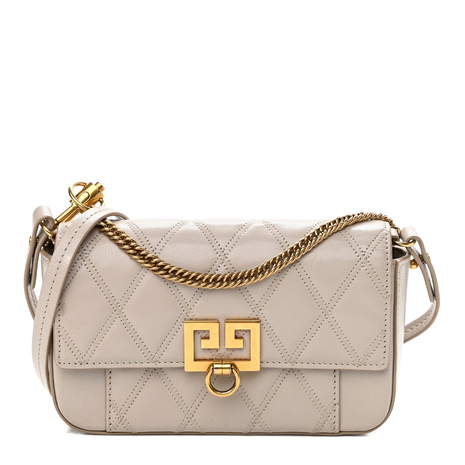 Givenchy Goatskin Quilted GV3 Mini Pocket Convertible Bag Natural 1 of 11