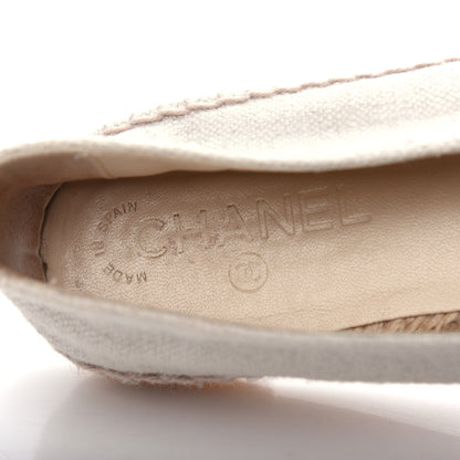 Chanel Linen CC Espadrilles 40 Beige Black 8 of 11