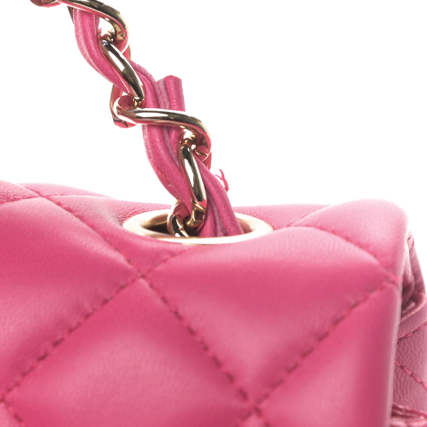Lambskin Quilted Mini Rectangular Flap Dark Pink