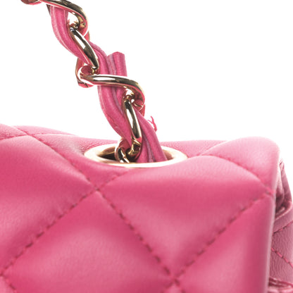 Chanel Lambskin Quilted Mini Rectangular Flap Dark Pink 13 of 14