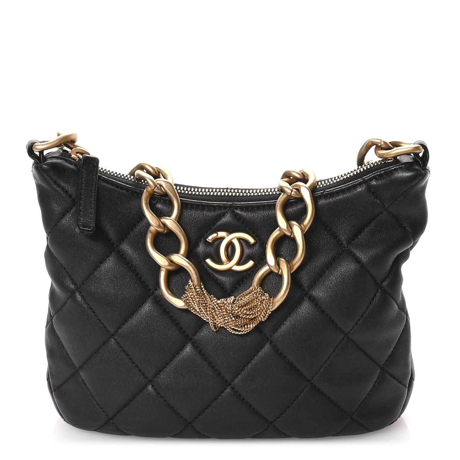 Chanel Lambskin Quilted CC Chain Hobo Black 1 of 10