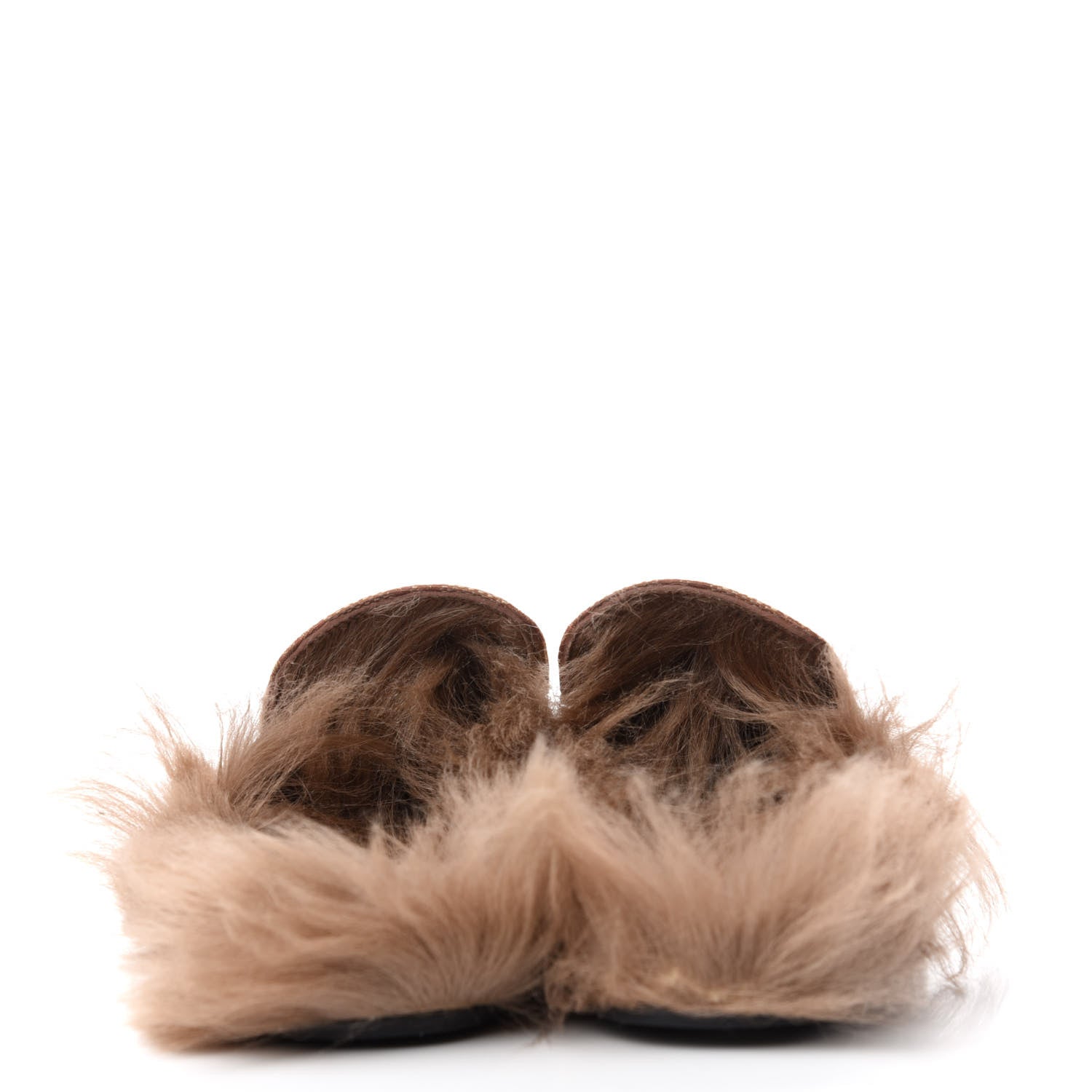 Gucci GG Monogram Fur Womens Princetown Slippers 40 Beige Ruggine Rust 7 of 9