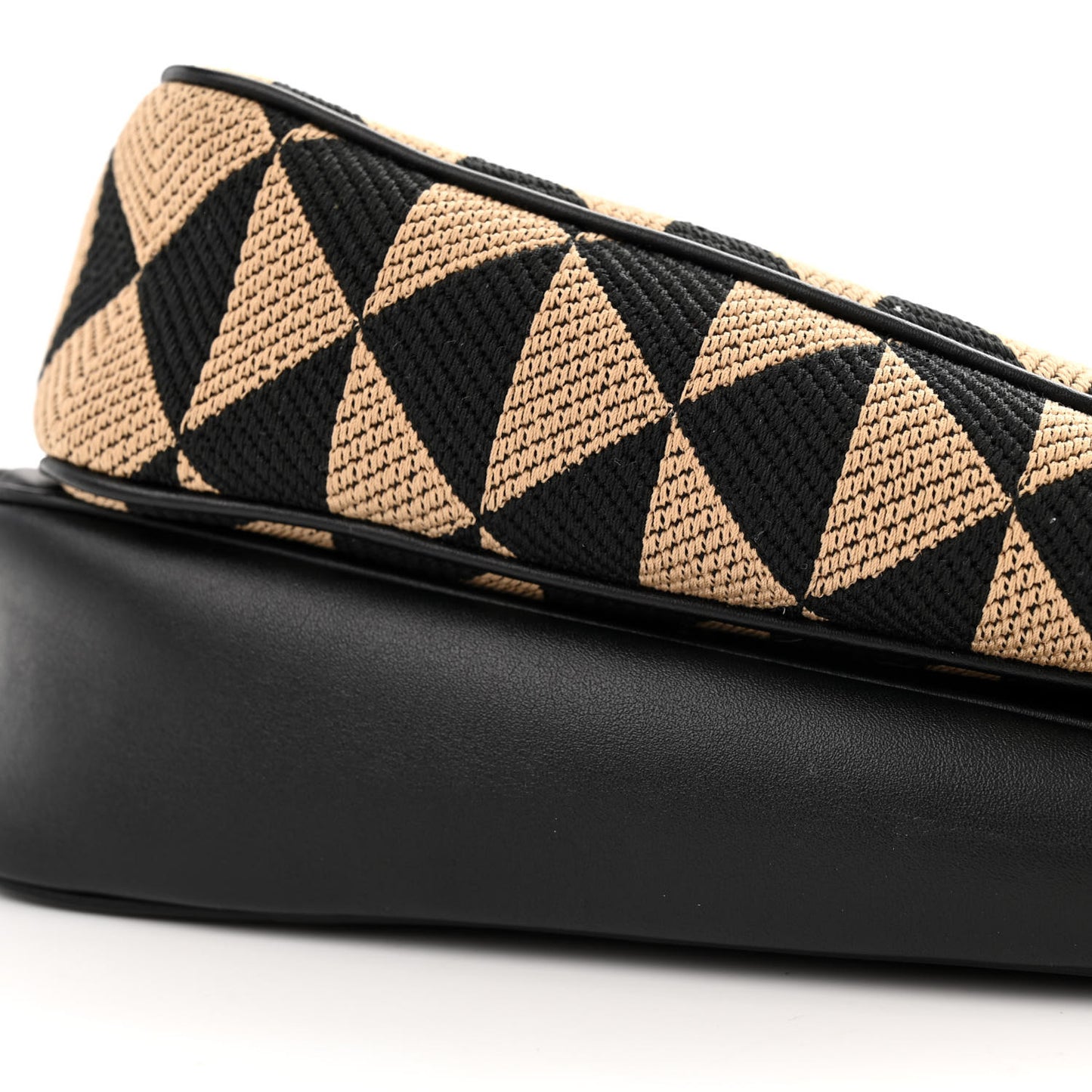 Jacquard Calfskin Triangolo Symbole Embroidered Mini Triangle Double Bag Black Corda