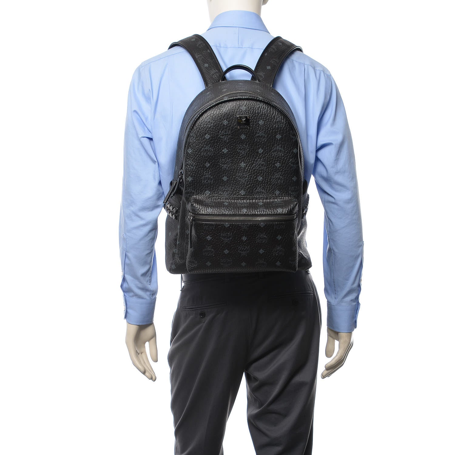 MCM Visetos Medium Side Studs Stark Backpack Black 2 of 10