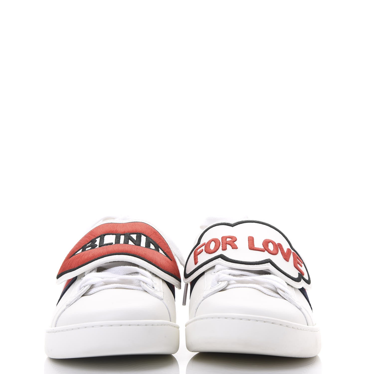 Gucci Calfskin Ayers Blind For Love Embroidered Womens Ace Sneakers 39.5 White 3 of 11